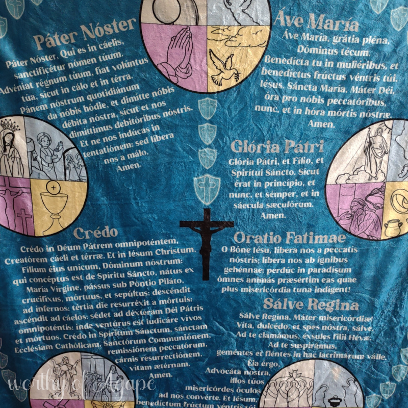 Rosary Prayer Blanket - Blue / Latin