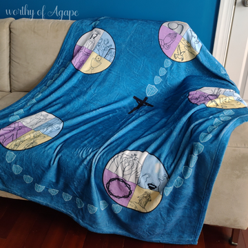 Rosary Prayer Blanket - Blue