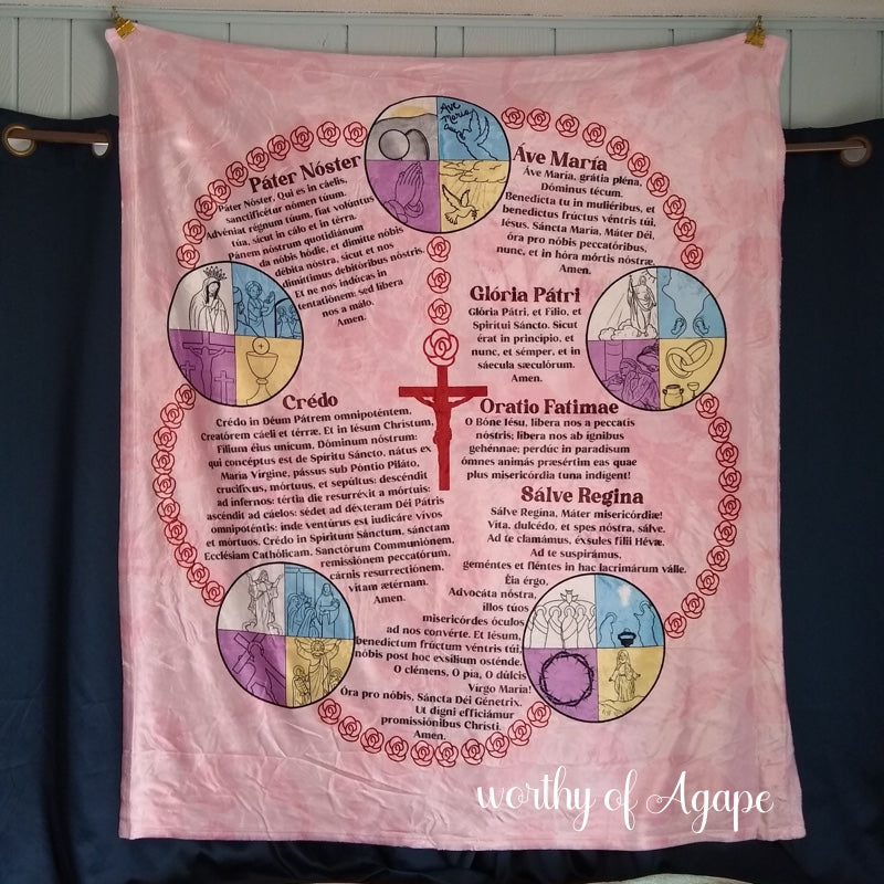 Rosary Prayer Blanket - Latin / Pink