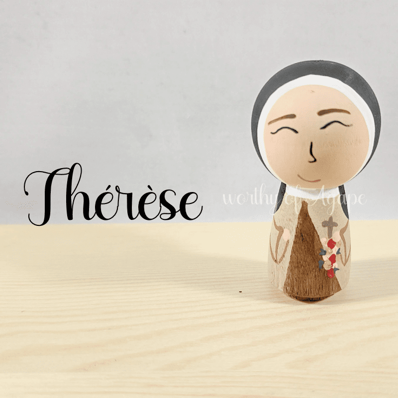 Saint Therese Kokeshi Peg Doll