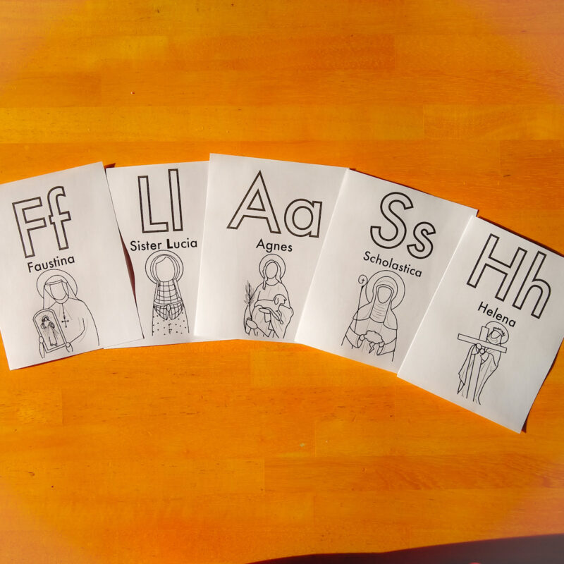 Saintly Female Alphabet Flash Cards